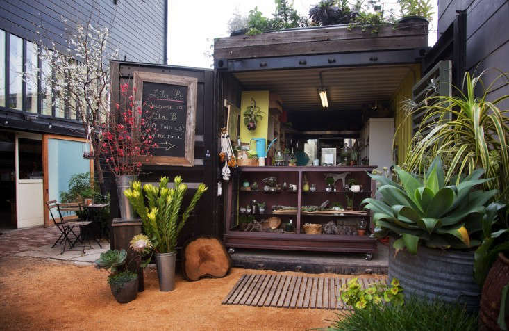 shipping container florist lila b. at stable cafe sf ; Gardenista